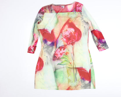 Yest Women’s Multicoloured Floral Sheath Dress L 3/4 Sleeve Mesh