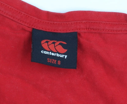 Canterbury Womens Red Size 8 Short Sleeve Sports T-Shirt
