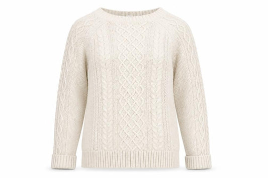 GAP Women Beige XS Cable-Knit Crew Neck Cotton Wool Jumper