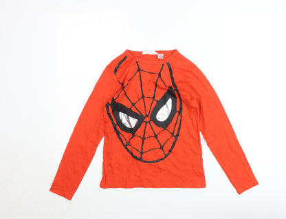 H&M Boys Red Marvel Spider-Man Long Sleeve T-Shirt Size 8-10 Years