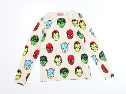 H&M Boys Beige Marvel Long Sleeve T-Shirt Size 8-10 Years