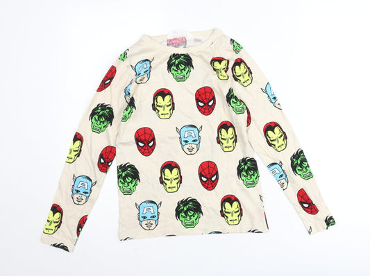 H&M Boys Beige Marvel Long Sleeve T-Shirt Size 8-10 Years