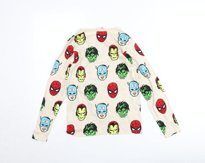 H&M Boys Beige Marvel Long Sleeve T-Shirt Size 8-10 Years