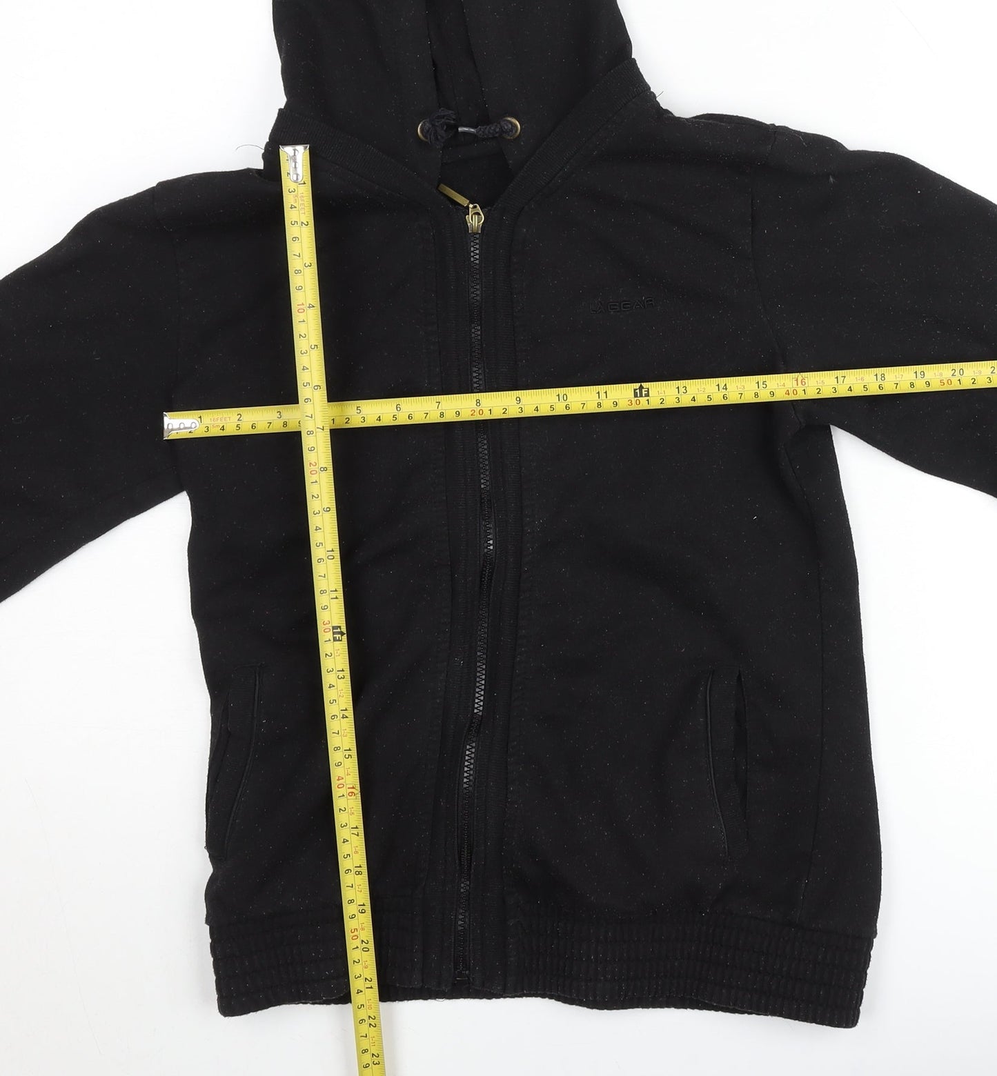 LA Gear Men's Black Hooded Full Zip Track Jacket Size 104 Cotton Blend