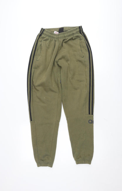 Adidas Teen Green Jogger Sweatpants 164cm Regular Fit Fleece Trousers