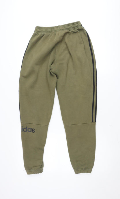 Adidas Teen Green Jogger Sweatpants 164cm Regular Fit Fleece Trousers