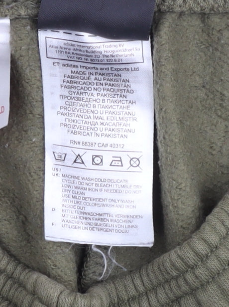 Adidas Teen Green Jogger Sweatpants 164cm Regular Fit Fleece Trousers