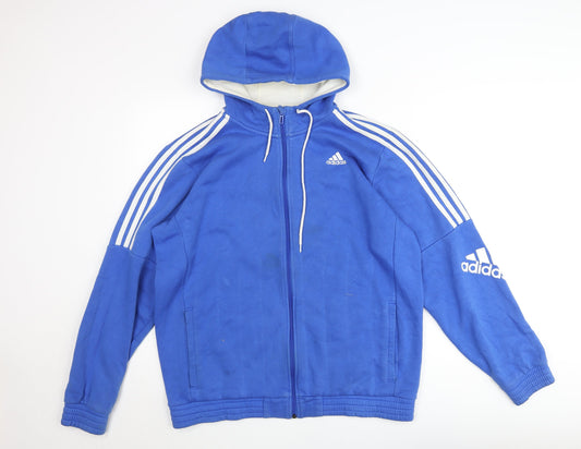 Adidas Men's Blue Full Zip Hooded Basic Jacket Size L