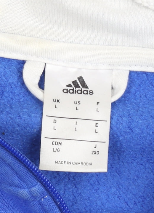Adidas Men's Blue Full Zip Hooded Basic Jacket Size L