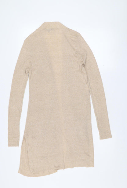 Elizabeth Scott Women's Beige Knit Open Front Long Sleeve Cardigan M/L