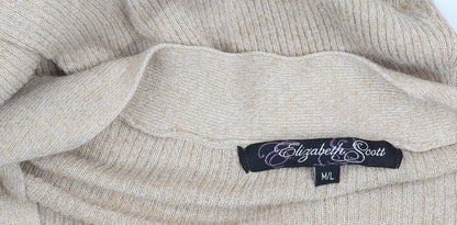 Elizabeth Scott Women's Beige Knit Open Front Long Sleeve Cardigan M/L