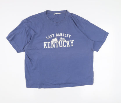 Primark Women's Blue Kentucky Cropped T-Shirt Size S Casual College Style