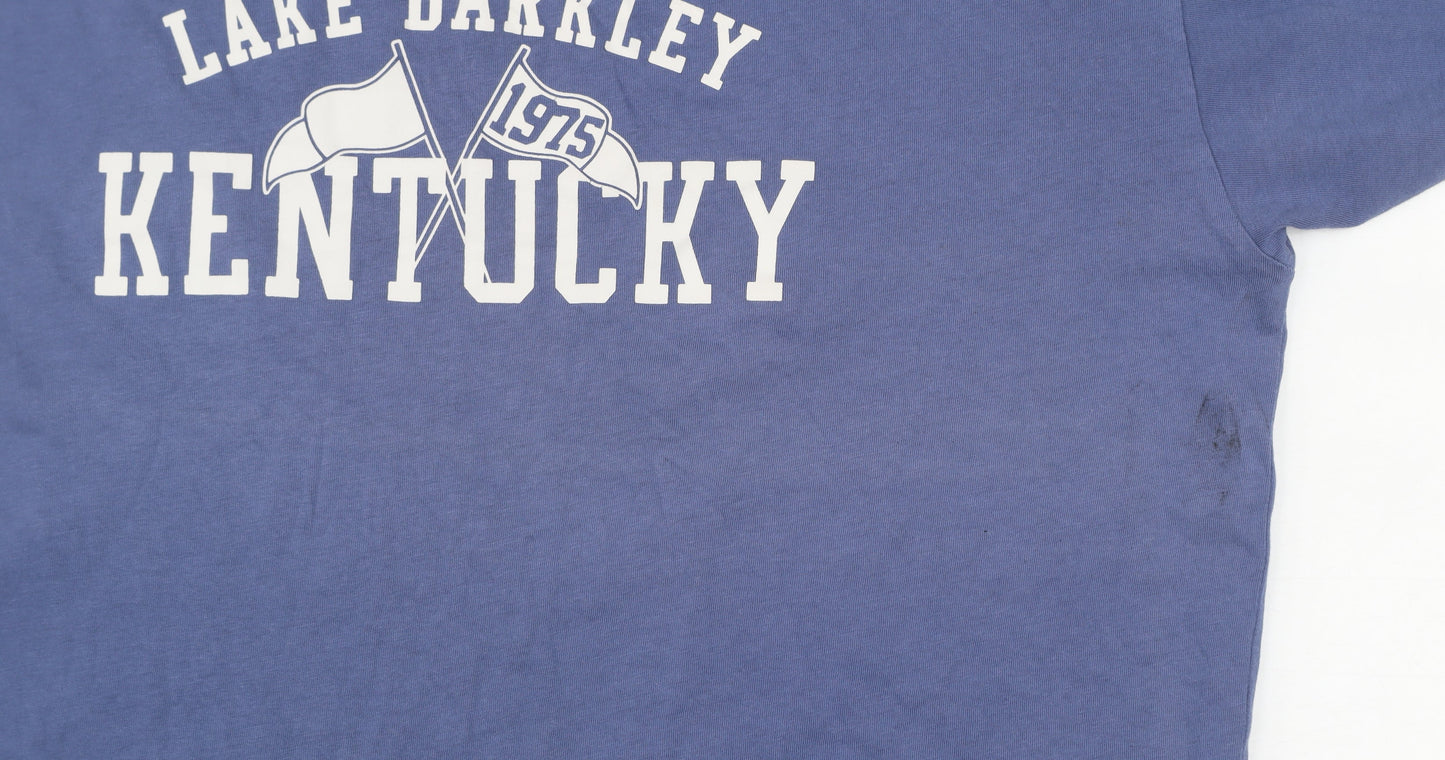 Primark Women's Blue Kentucky Cropped T-Shirt Size S Casual College Style