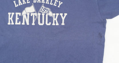 Primark Women's Blue Kentucky Cropped T-Shirt Size S Casual College Style