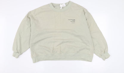 H&M Women’s Beige Disney Quote Cotton Pullover Sweatshirt L