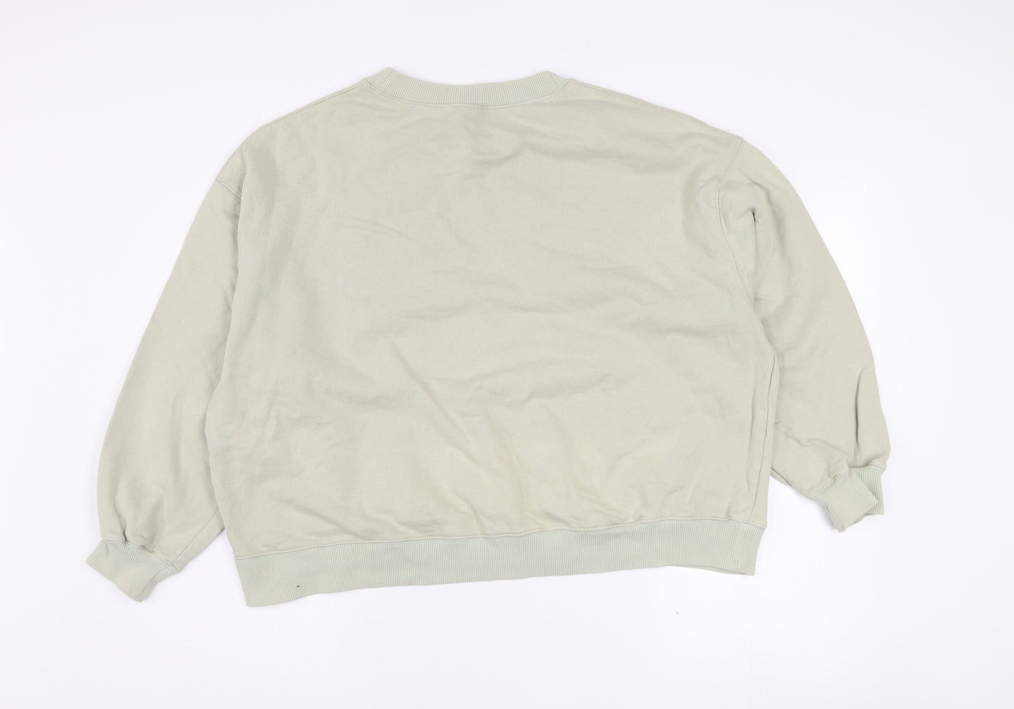 H&M Women’s Beige Disney Quote Cotton Pullover Sweatshirt L
