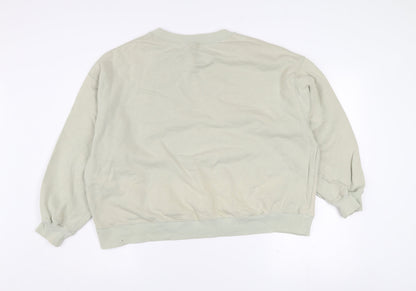 H&M Women’s Beige Disney Quote Cotton Pullover Sweatshirt L