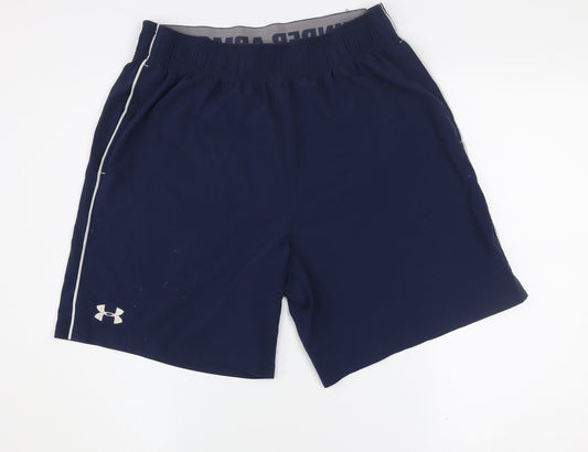 Under Armour Men's Blue Large Athletic Shorts Elastic Waist