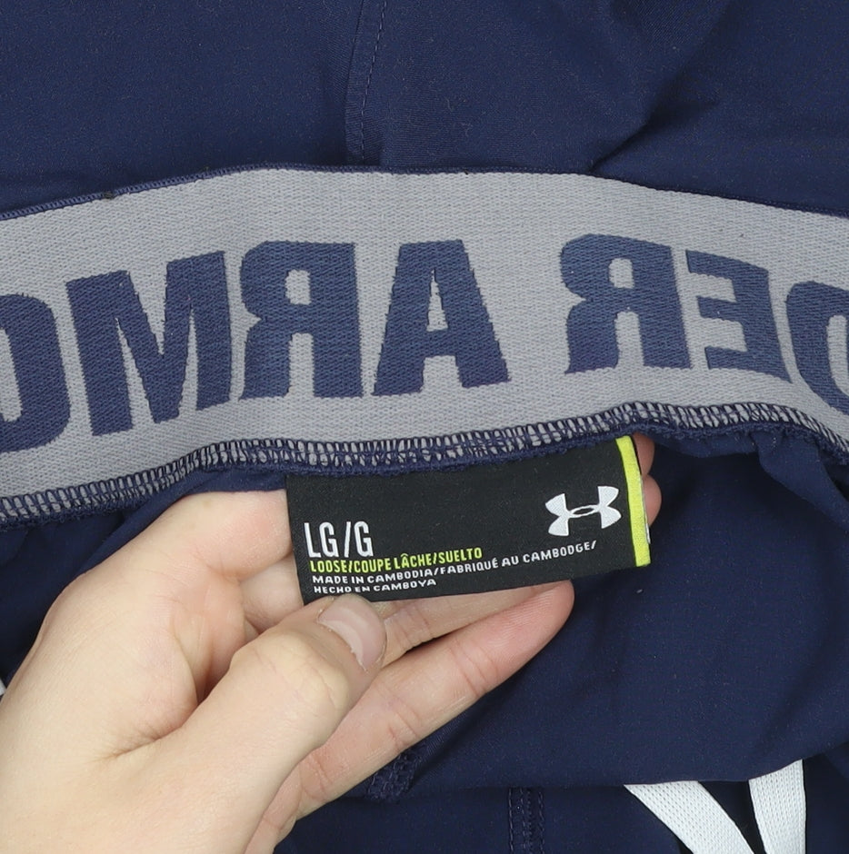 Under Armour Men's Blue Large Athletic Shorts Elastic Waist