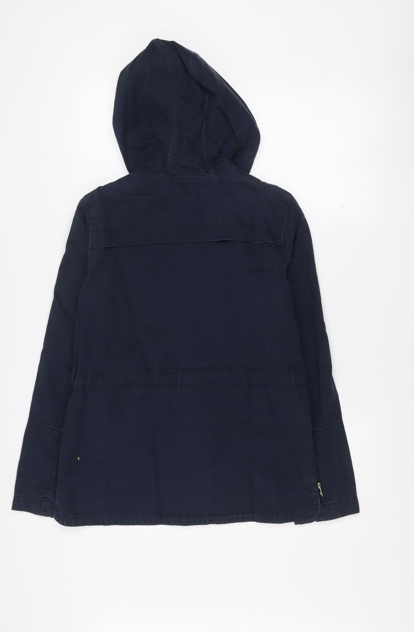 H&M Divided Women's Blue Hooded Cotton Parka Jacket Size 10