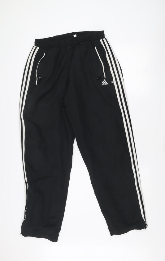 Adidas Men's Black Track Pants L 36in Zip Pockets Side Stripe
