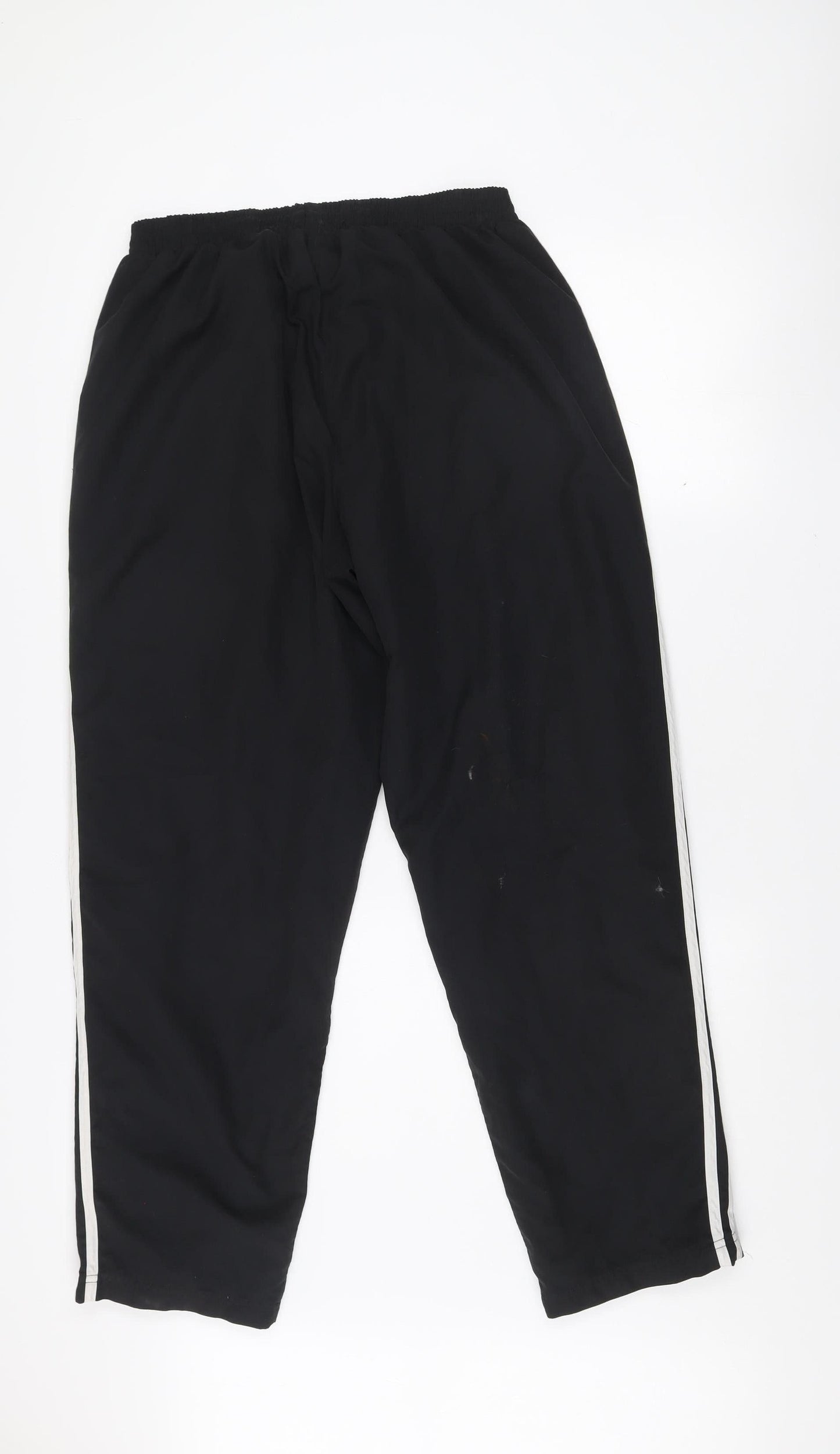 Adidas Men's Black Track Pants L 36in Zip Pockets Side Stripe