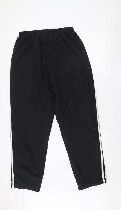 Adidas Men's Black Track Pants L 36in Zip Pockets Side Stripe