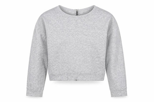 Sparkle & Fade Women's Grey Cropped Long Sleeve Zip Back Top M