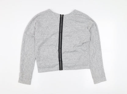 Sparkle & Fade Women's Grey Cropped Long Sleeve Zip Back Top M