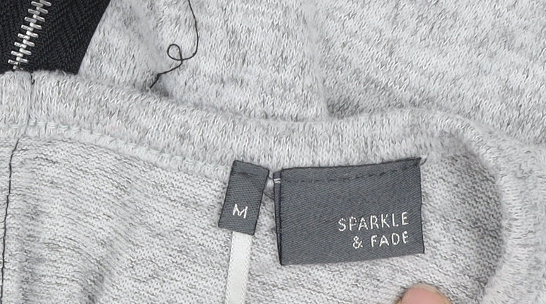 Sparkle & Fade Women's Grey Cropped Long Sleeve Zip Back Top M