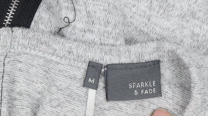 Sparkle & Fade Women's Grey Cropped Long Sleeve Zip Back Top M