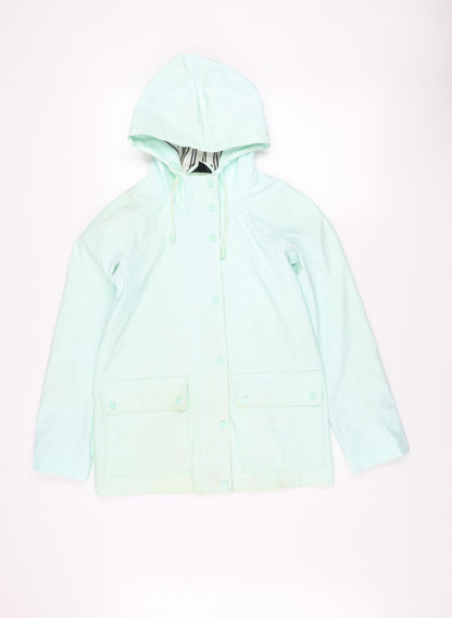 Topshop Women’s Petite Green Waterproof Hooded Rain Coat UK 6