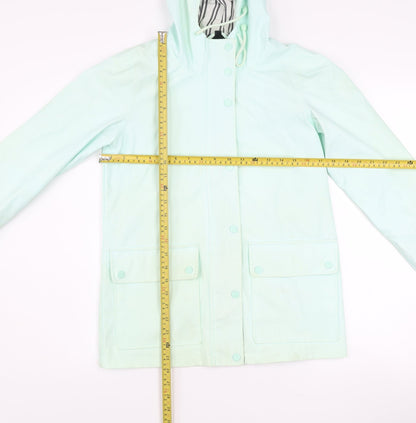Topshop Women’s Petite Green Waterproof Hooded Rain Coat UK 6