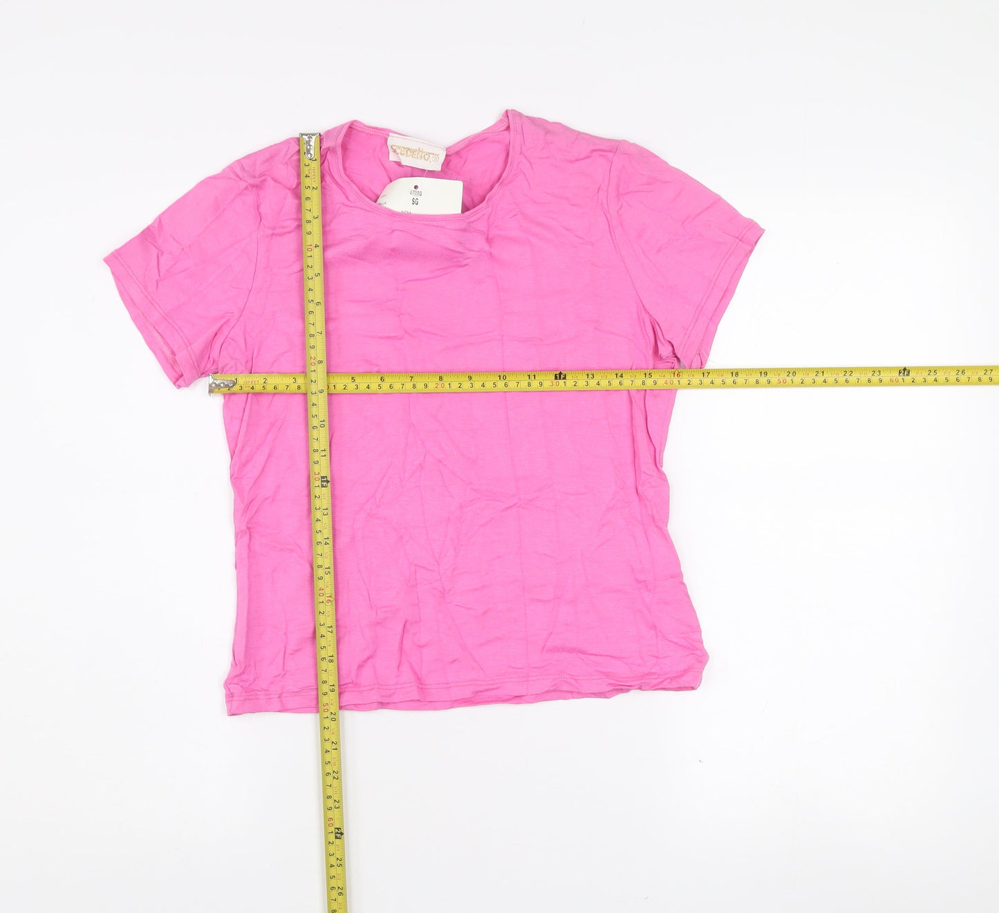 Scudetto Women Pink L Basic Short Sleeve Viscose T-Shirt