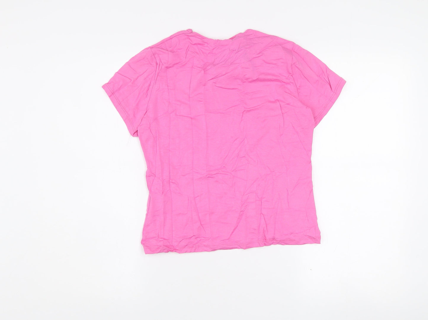 Scudetto Women Pink L Basic Short Sleeve Viscose T-Shirt