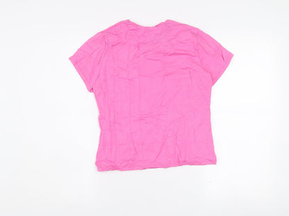 Scudetto Women Pink L Basic Short Sleeve Viscose T-Shirt
