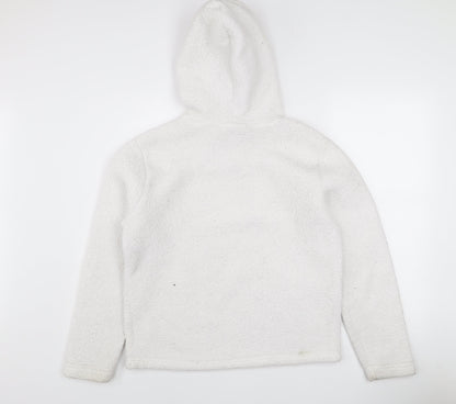 FILA Women's White Pullover Hoodie Size M Fleece Lined Casual Sweatshirt