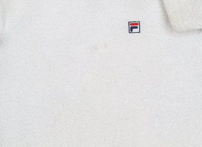 FILA Women's White Pullover Hoodie Size M Fleece Lined Casual Sweatshirt