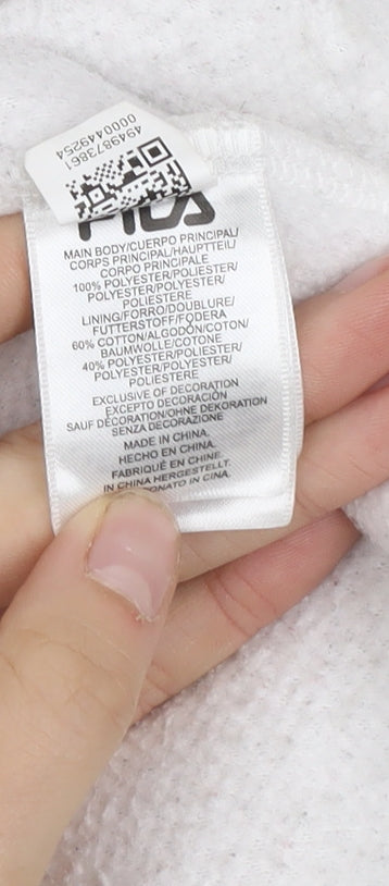 FILA Women's White Pullover Hoodie Size M Fleece Lined Casual Sweatshirt