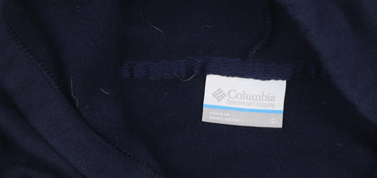 Columbia Women Navy Blue Pullover Hoodie Small Cotton Blend Logo Sweatshirt