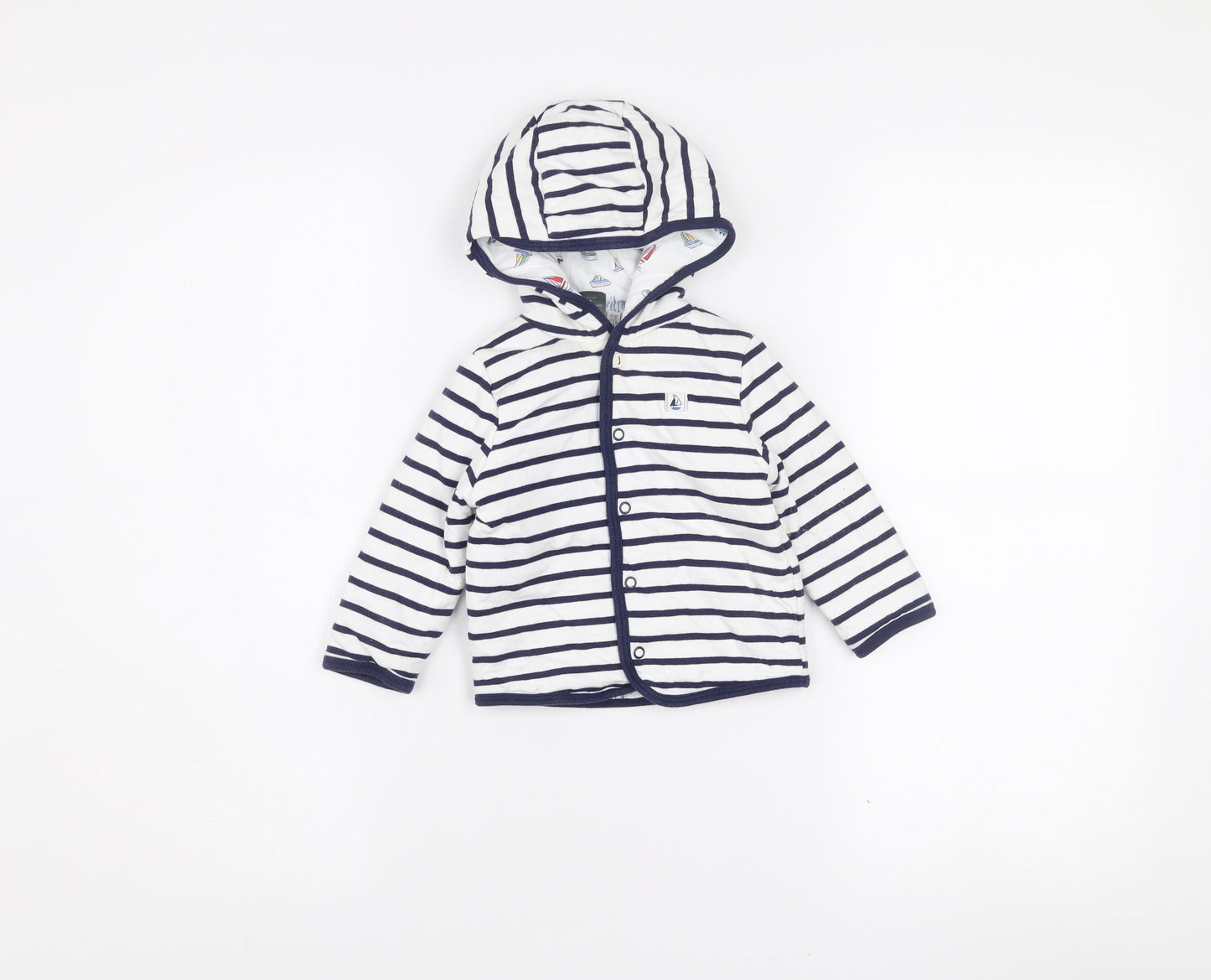 Jasper Conran Unisex Baby White Striped Hooded Jacket 6-9 Months Cotton Lined