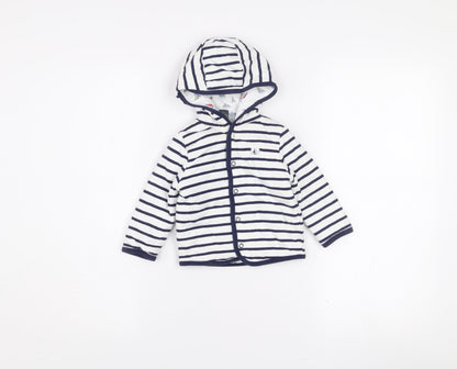 Jasper Conran Unisex Baby White Striped Hooded Jacket 6-9 Months Cotton Lined
