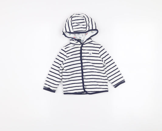 Jasper Conran Unisex Baby White Striped Hooded Jacket 6-9 Months Cotton Lined