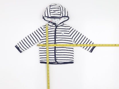 Jasper Conran Unisex Baby White Striped Hooded Jacket 6-9 Months Cotton Lined