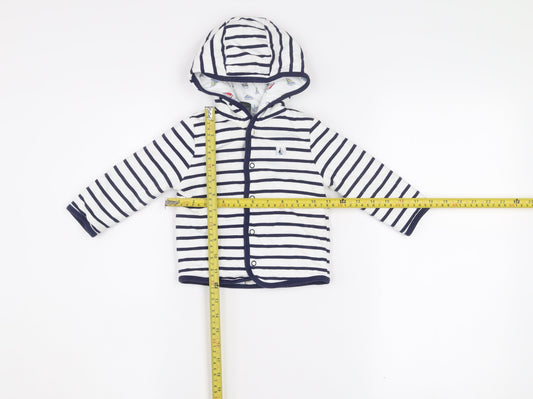 Jasper Conran Unisex Baby White Striped Hooded Jacket 6-9 Months Cotton Lined