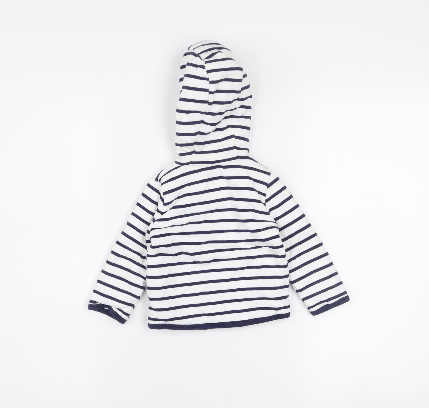 Jasper Conran Unisex Baby White Striped Hooded Jacket 6-9 Months Cotton Lined