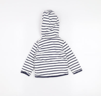 Jasper Conran Unisex Baby White Striped Hooded Jacket 6-9 Months Cotton Lined