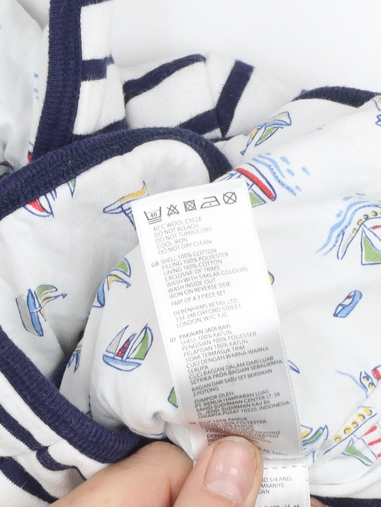 Jasper Conran Unisex Baby White Striped Hooded Jacket 6-9 Months Cotton Lined
