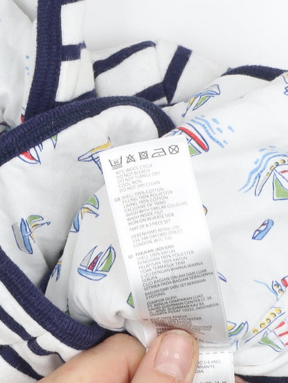Jasper Conran Unisex Baby White Striped Hooded Jacket 6-9 Months Cotton Lined