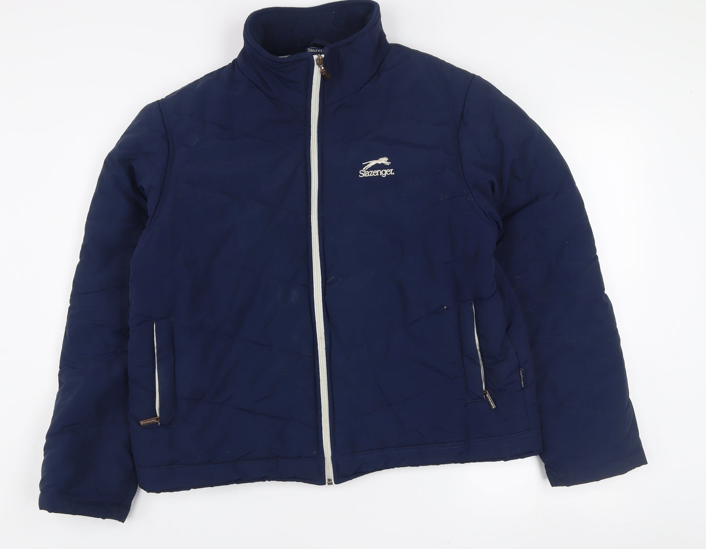 Slazenger Women Blue Size 16 Puffer Jacket Nylon Zip Winter Coat